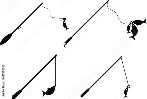 Fishing Rod Silhouette for Outdoor Sports and Recreation Fishing with fishing rods icon