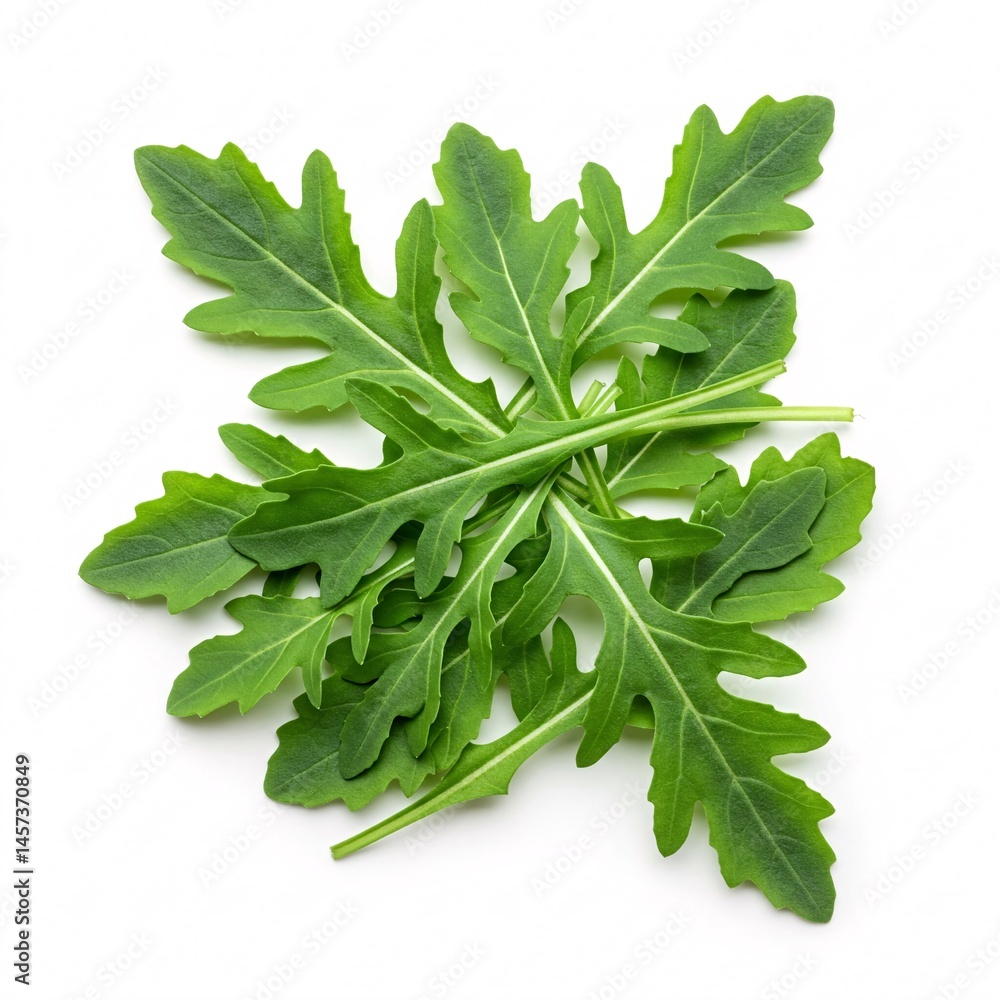 Obraz premium Arugula leaves top view isolated on white background.
