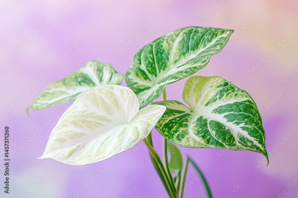 Obraz premium Close-up view of variegated plant leaves.