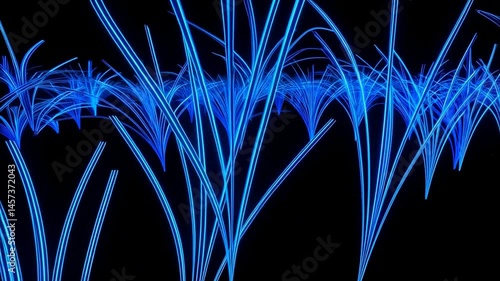 Loop Animation of Neon Blue Arrows Moving Across Black Background