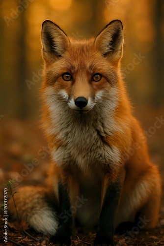 Red Fox in Forest Close-Up