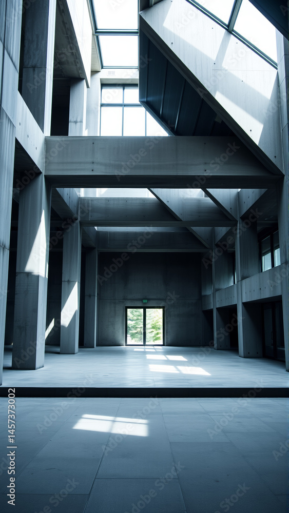 Fototapeta premium Empty spacious room with concrete walls