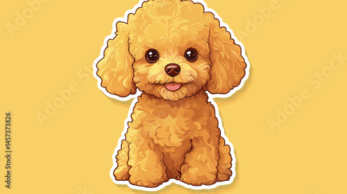 Adorable Poodle: A charming illustration of a cute, fluffy poodle sitting pretty, radiating warmth and playful vibes with its endearing features and delightful charm.