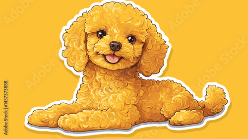 Golden Poodle's Playful Pose: An endearing cartoon representation of a fluffy golden poodle in a laid-back pose, exuding charm, affection, and delightful companionship.