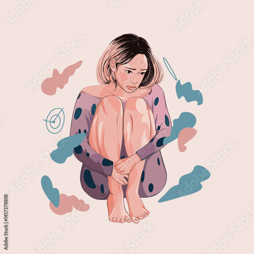 Melancholy Reflections: A solitary figure, lost in thought, embodies the depths of human emotion, evoking a sense of introspective contemplation.