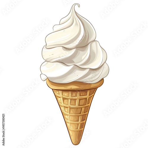 Creamy soft serve ice cream in a waffle cone a sweet summer treat