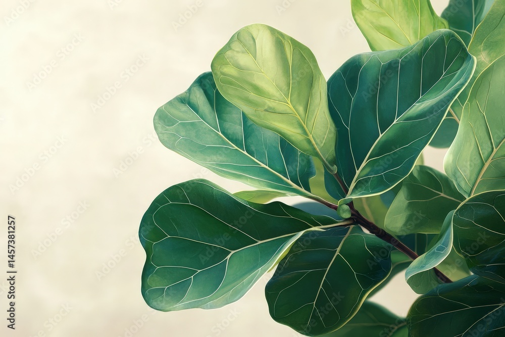 Obraz premium Close-up of lush, vibrant leaves against a soft backdrop.