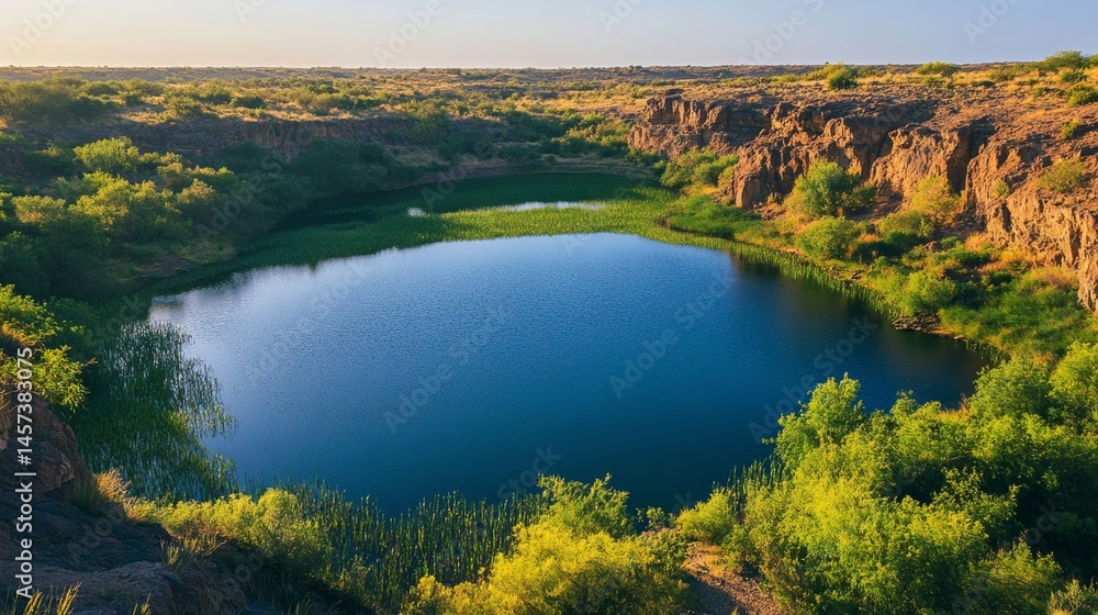 Serene Mountain Lake Landscape with Lush Vegetation Serene Mountain Lake Landscape with Lush Vegetation