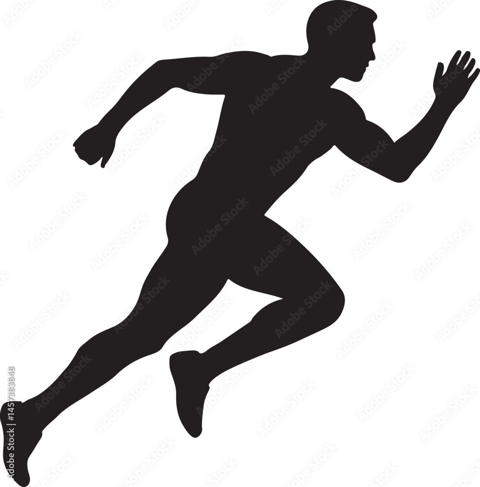 Running Man Silhouette Vector Art Illustration on a White Background Running Man Silhouette Vector Art Illustration on a White Background
