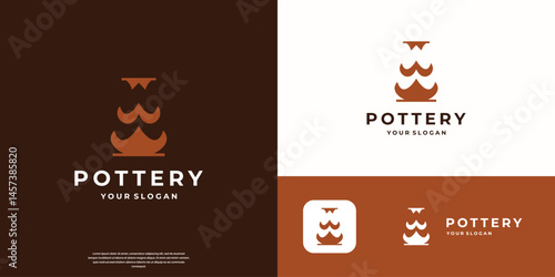 Creative Clay ceramics logo design vector inspiration.