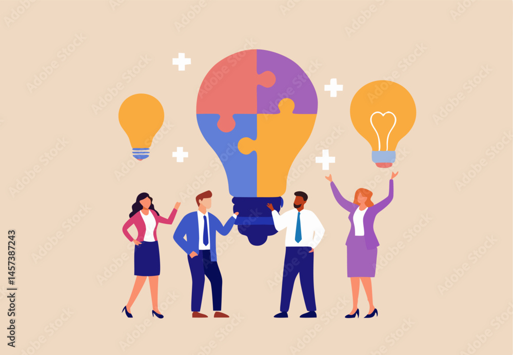 Teamwork, Puzzle, Idea, Lightbulb Teamwork, Puzzle, Idea, Lightbulb