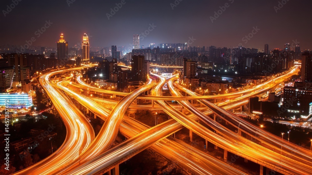 Illuminated highway overpasses in a city at night Illuminated highway overpasses in a city at night