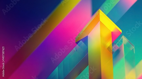 Wallpaper Mural Minimalist Neon Arrow Pointing Upward in Abstract Design Torontodigital.ca