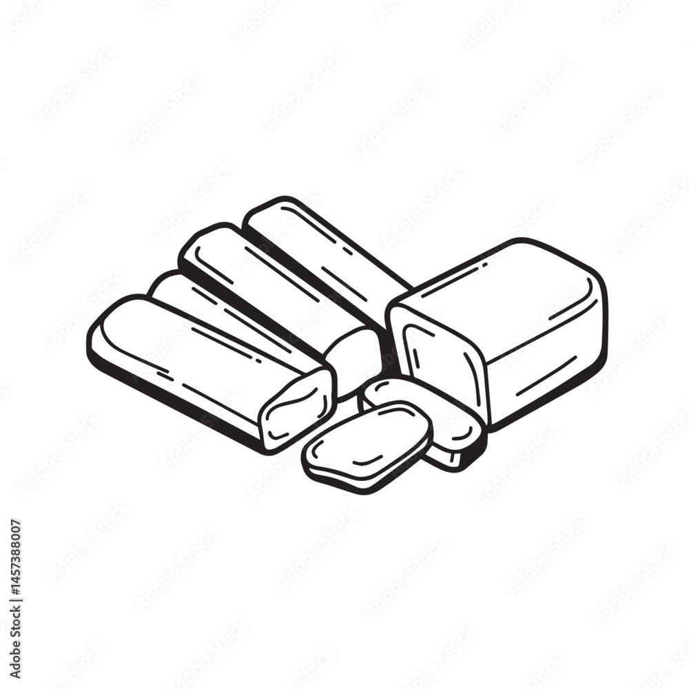 Line Art Illustration of Tofu Blocks and Slices Line Art Illustration of Tofu Blocks and Slices