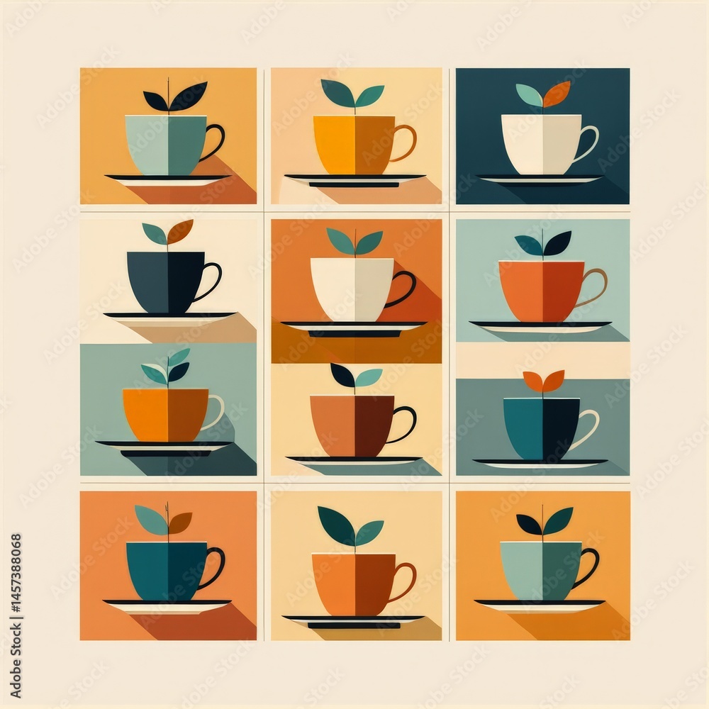 set of coffee and tea cups. vector set of coffee and tea cups. vector