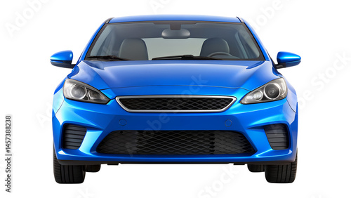 blue car isolated on transparent white background, clipping path