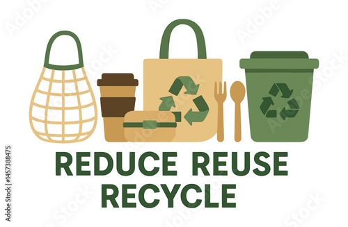 Sustainable living icons set – reduce, reuse, recycle, eco-friendly, green living, zero waste. Vector icons set