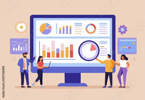 Team Analyzing Data on Large Monitor