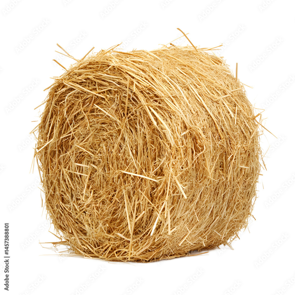 Close-up of a round bale of dried straw against transparent background. Close-up of a round bale of dried straw against transparent background.
