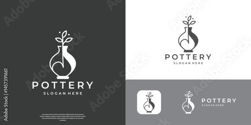 Creative Flower vases,clay ceramics pottery logo design inspiration.