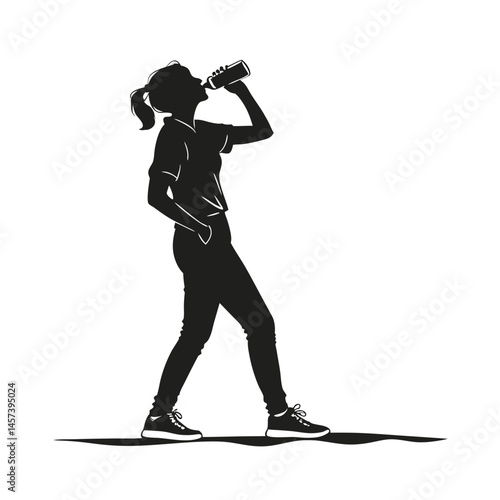 a black girlfriend standing vector art silhouette