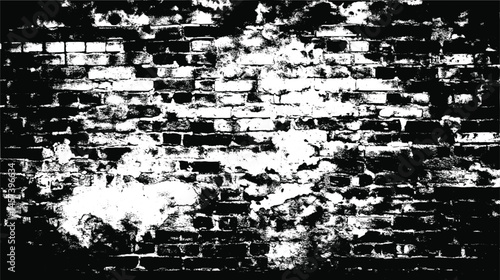 High-Contrast Grunge Brick Wall Texture with Peeling Paint and Urban Decay