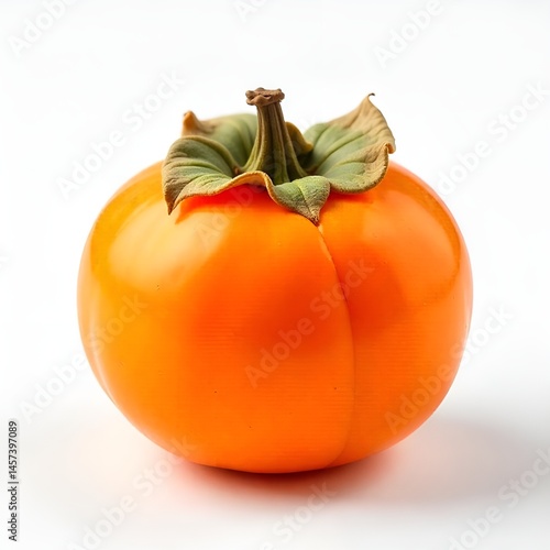 Fresh Ripe Persimmon Fruit on White Background – Organic Autumn Fruit

