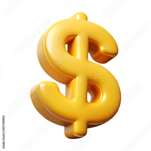 Obraz na płótnie 3d golden dollar sign isolated on transparent white background, clipping path w salonie