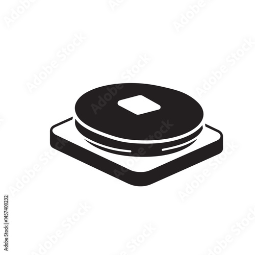Isometric Illustration of a Round Manhole Cover on a Square Base