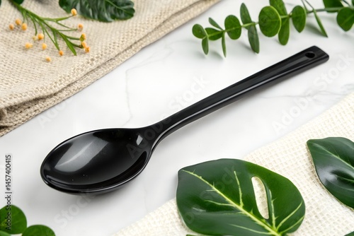 spa setting with green leaf
