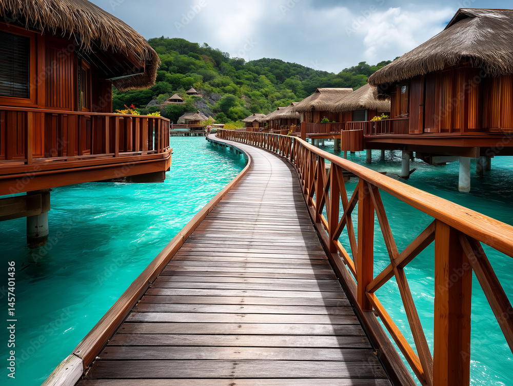Obraz premium Tropical Paradise Overwater Bungalows