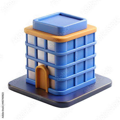 Obraz na płótnie building 3d render icons in cartoon plastic style minimal isolated on transparent white background, clipping path w salonie