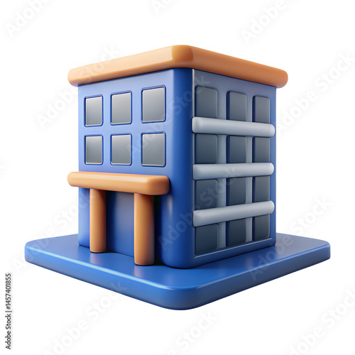 Obraz na płótnie building 3d render icons in cartoon plastic style minimal isolated on transparent white background, clipping path w salonie