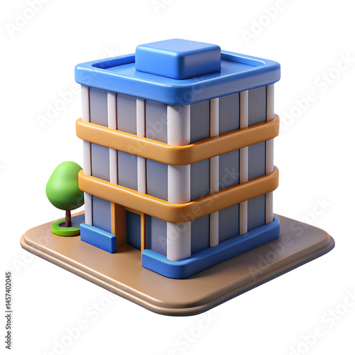 Obraz na płótnie building 3d render icons in cartoon plastic style minimal isolated on transparent white background, clipping path w salonie