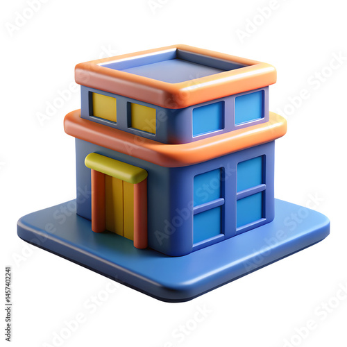 Obraz na płótnie building 3d render icons in cartoon plastic style minimal isolated on transparent white background, clipping path w salonie
