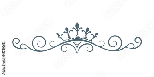 Blue ornamental divider with minimalist crown flourish