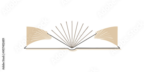 Open book icon with fanned pages and beige cover