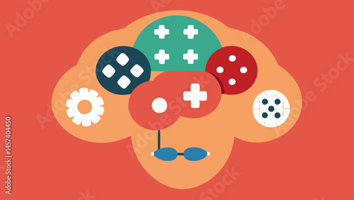 Brain with Controllers A brain with video game controllers and casino chips integrated into its structure showcasing how these activities can dominate ones thoughts and mental