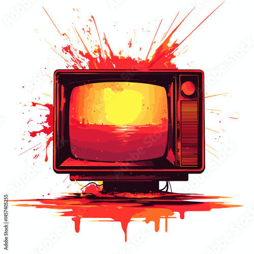 vector old tv on white background .Generative AI
