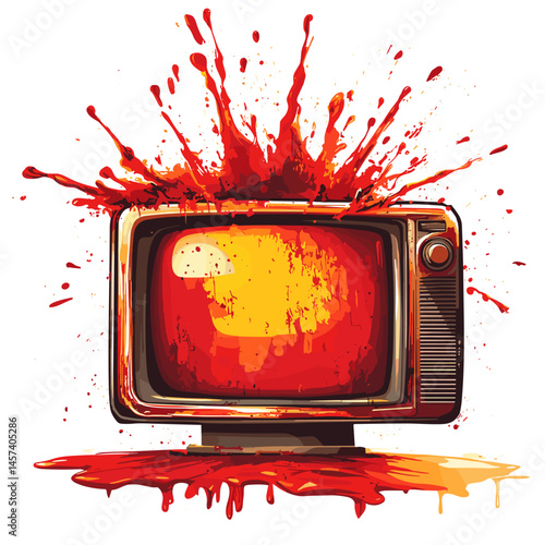 vector old tv on white background .Generative AI