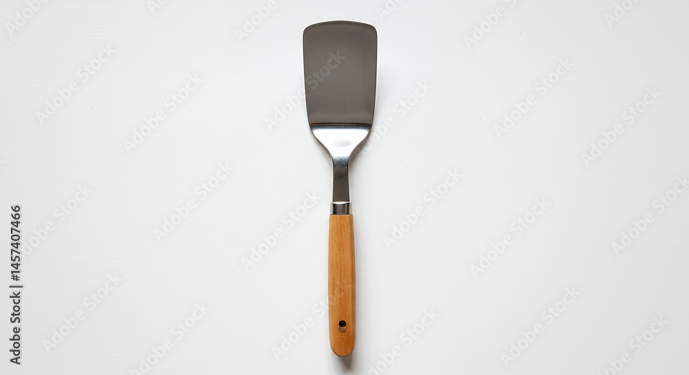 Simple stainless steel spatula with wooden handle Simple stainless steel spatula with wooden handle