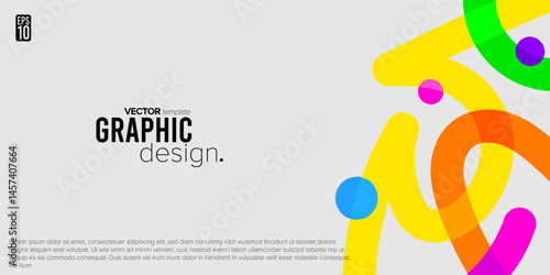 Background template with colorful wavy lines. Suitable for use in posters, cover, greeting card, flyer, brochure, banner. Graphic Design