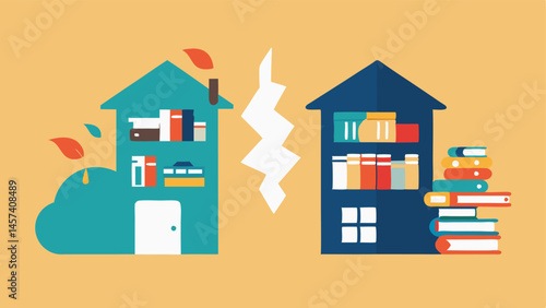 one with a spacious library and study area and the other with limited space and tered materials illustrating the impact of the home environment on education.