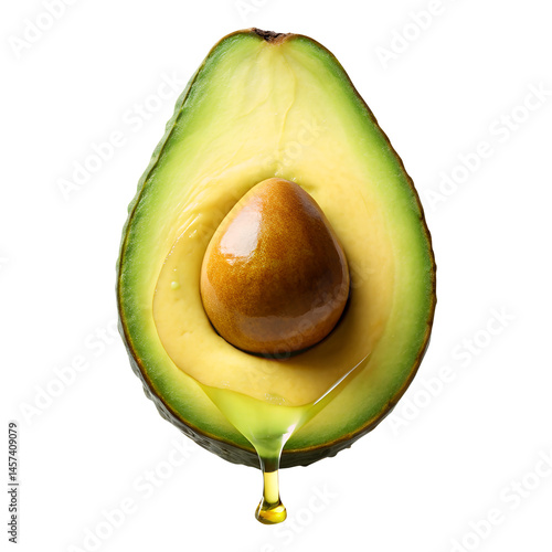 Obraz na płótnie oil dripping from avocado slice isolated on transparent white background, clipping path w salonie