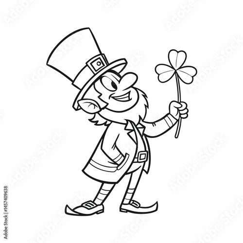 a black line art drawing leprechaun vector art silhouette