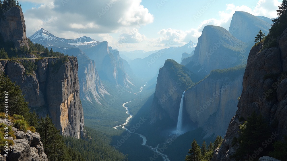 Naklejka premium Valley Vista: Awe-Inspiring Heights