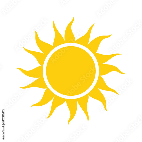 graphic sun icon with yellow center and wavy rays
