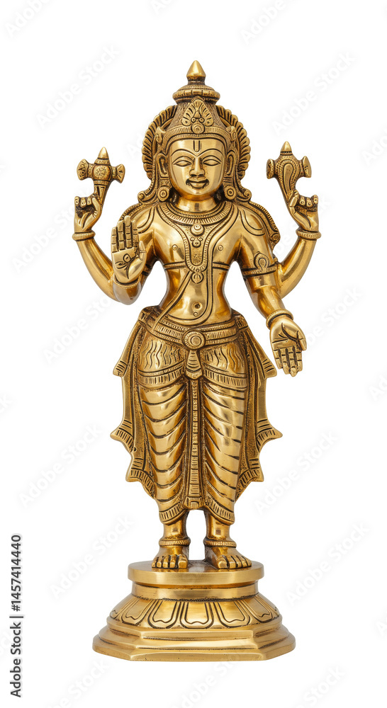 Fototapeta premium Lord Agni Statue golden isolated on transparent background, PNG 