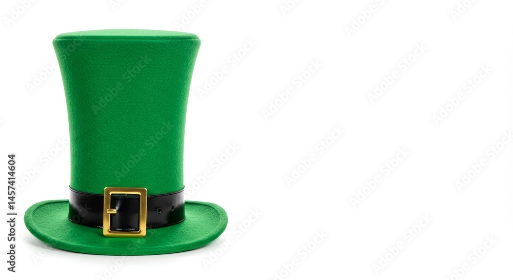 Bright green leprechaun hat with a black belt, perfect for celebrations