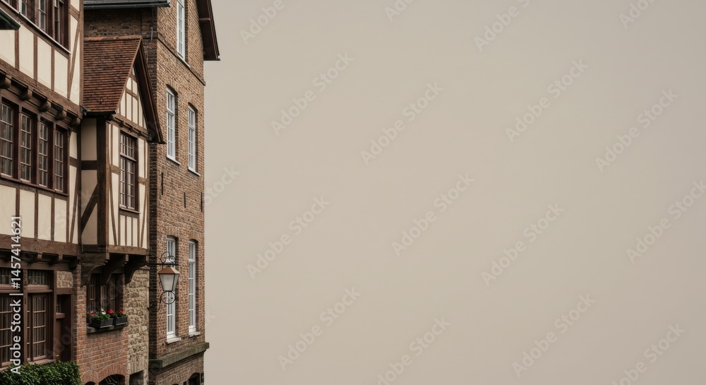 Charming historical buildings with a neutral background